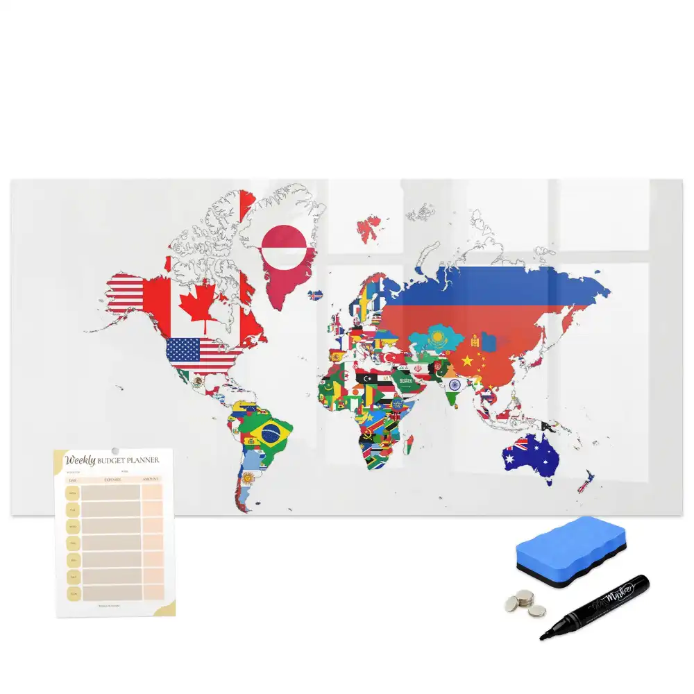 Tableau magnétique éducatif des drapeaux du monde