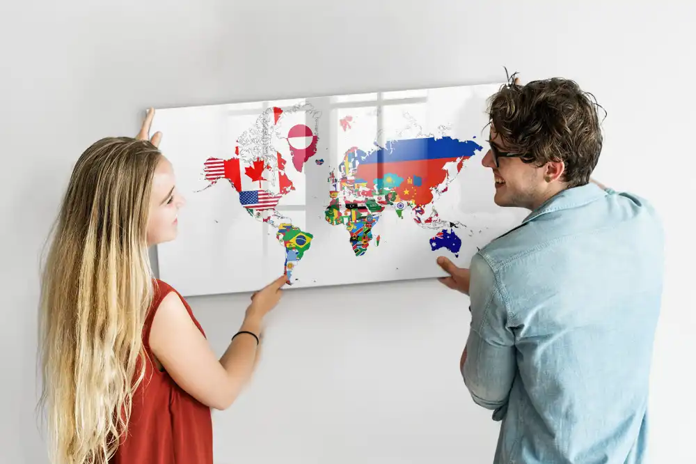 Tableau magnétique éducatif des drapeaux du monde