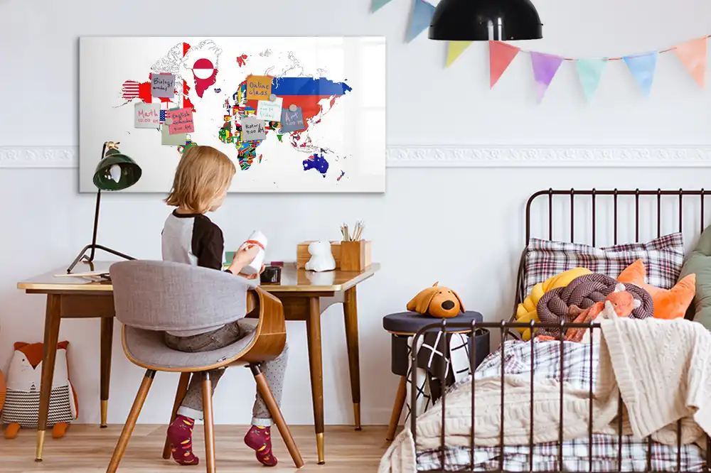 Tableau magnétique éducatif des drapeaux du monde