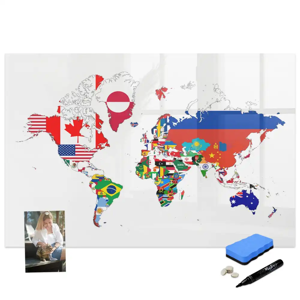 Tableau magnétique éducatif des drapeaux du monde