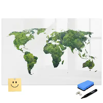 Tableau magnétique à dessiner motif carte du monde écologique