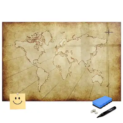 Tableau magnétique carte du monde ancienne