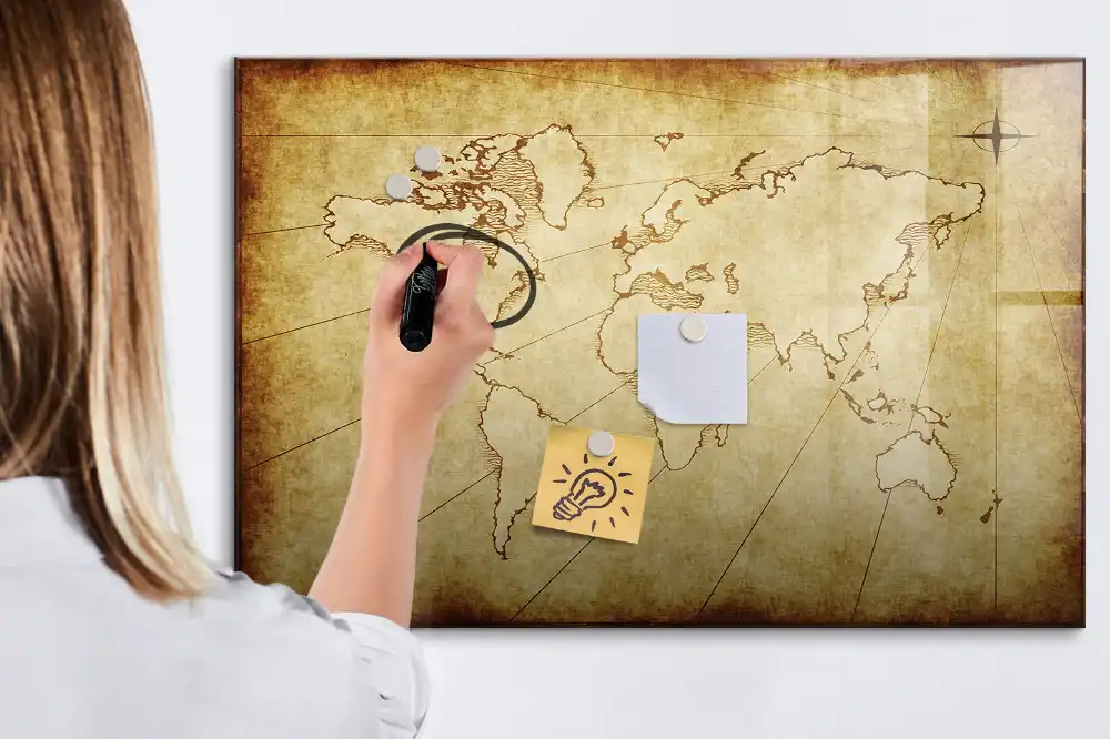 Tableau magnétique carte du monde ancienne