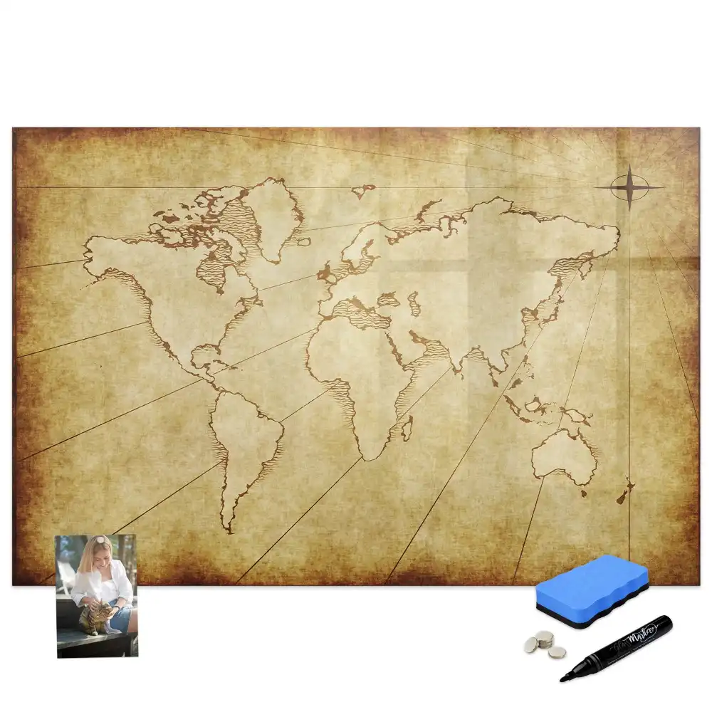 Tableau magnétique carte du monde ancienne