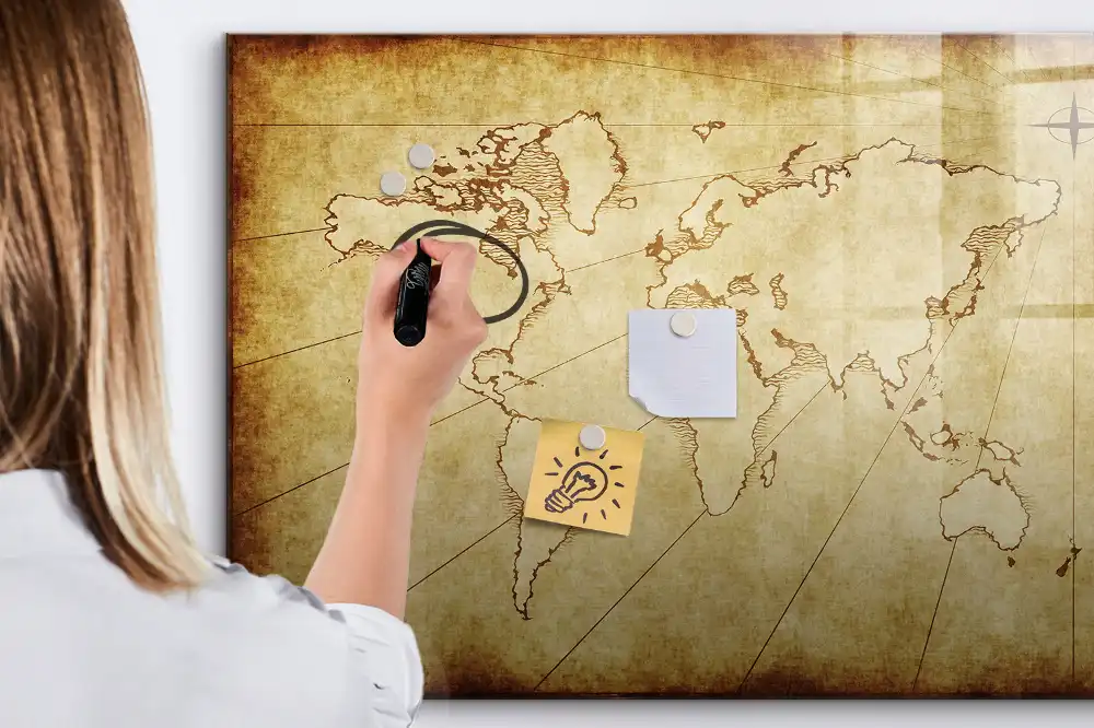 Tableau magnétique carte du monde ancienne