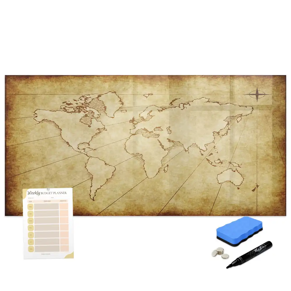 Tableau magnétique carte du monde ancienne