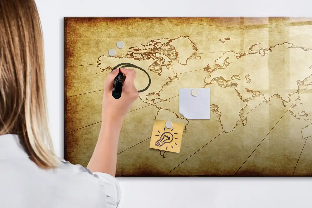 Tableau magnétique carte du monde ancienne