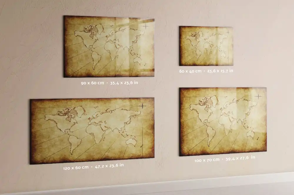 Tableau magnétique carte du monde ancienne