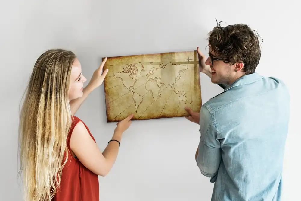 Tableau magnétique carte du monde ancienne