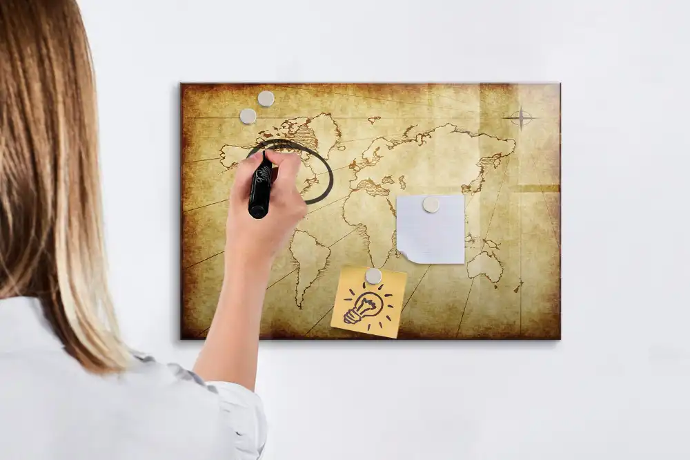 Tableau magnétique carte du monde ancienne