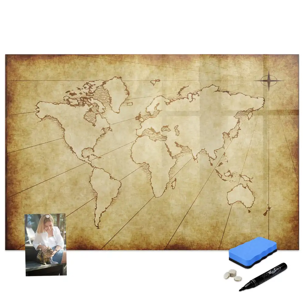 Tableau magnétique carte du monde ancienne