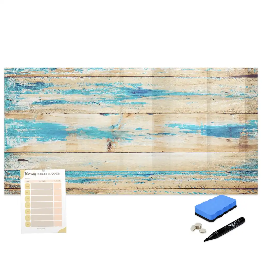 Tableau blanc magnétique effaçable à sec avec cadre en bois de chêne rayé