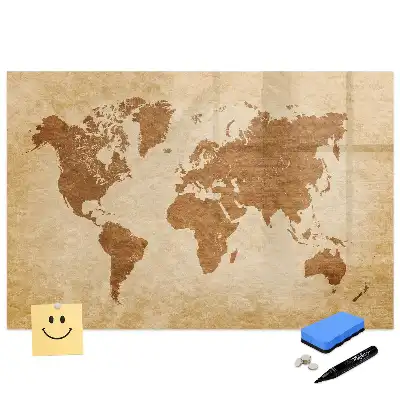 Tableau blanc magnétique effaçable à sec avec motif globe à l'ancienne