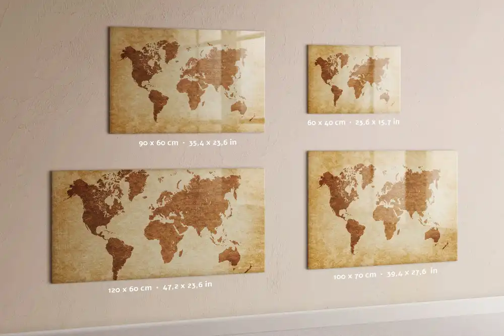 Tableau blanc magnétique effaçable à sec avec motif globe à l'ancienne