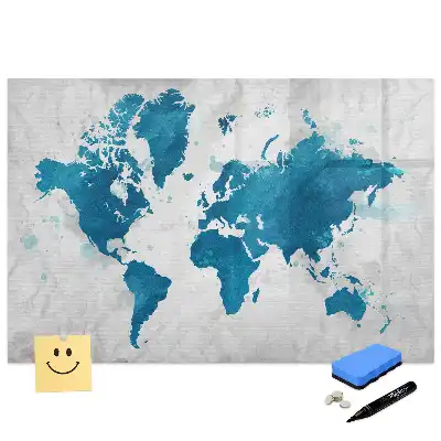 Tableau magnétique pour dessin avec motif de carte du monde