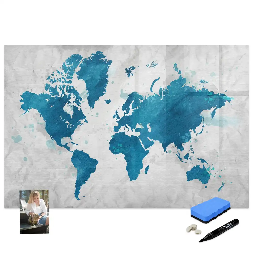 Tableau magnétique pour dessin avec motif de carte du monde