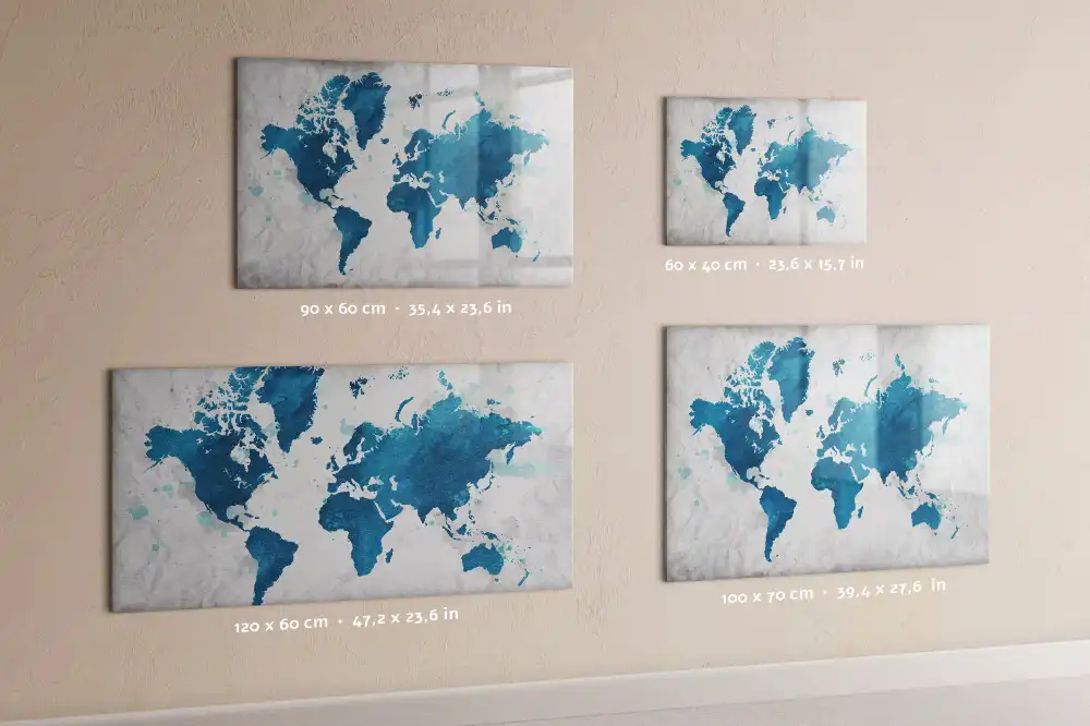 Tableau magnétique pour dessin avec motif de carte du monde