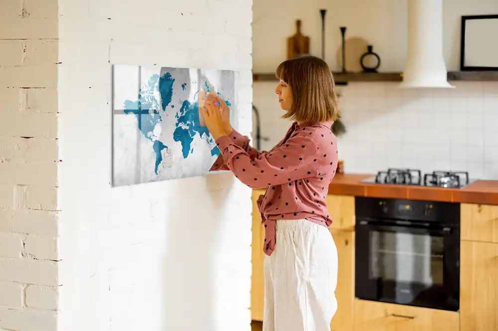 Tableau magnétique pour dessin avec motif de carte du monde