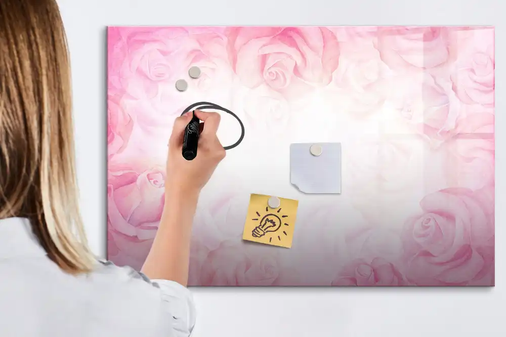 Tableau blanc magnétique effaçable à sec avec motif de peinture abstraite rose
