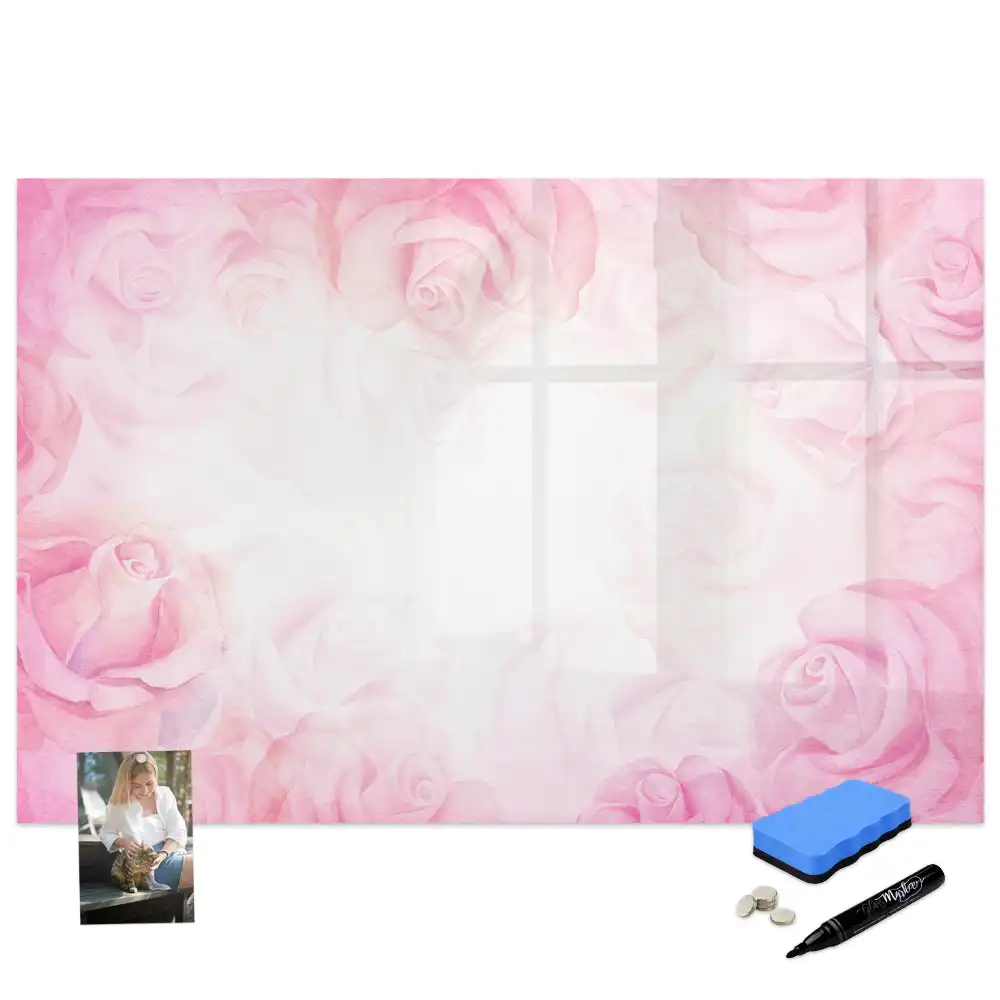 Tableau blanc magnétique effaçable à sec avec motif de peinture abstraite rose