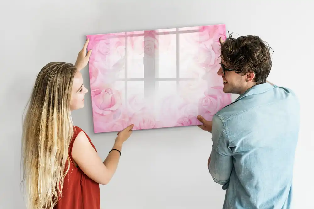 Tableau blanc magnétique effaçable à sec avec motif de peinture abstraite rose