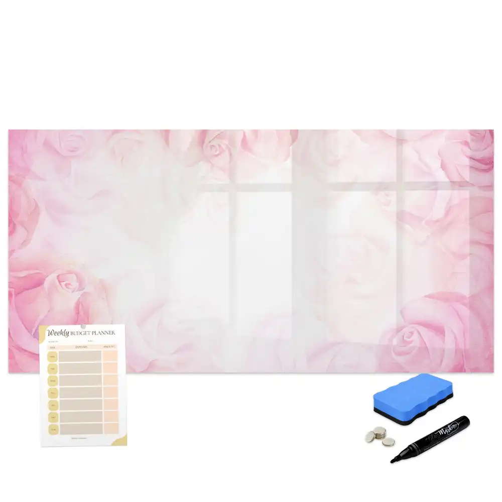 Tableau blanc magnétique effaçable à sec avec motif de peinture abstraite rose
