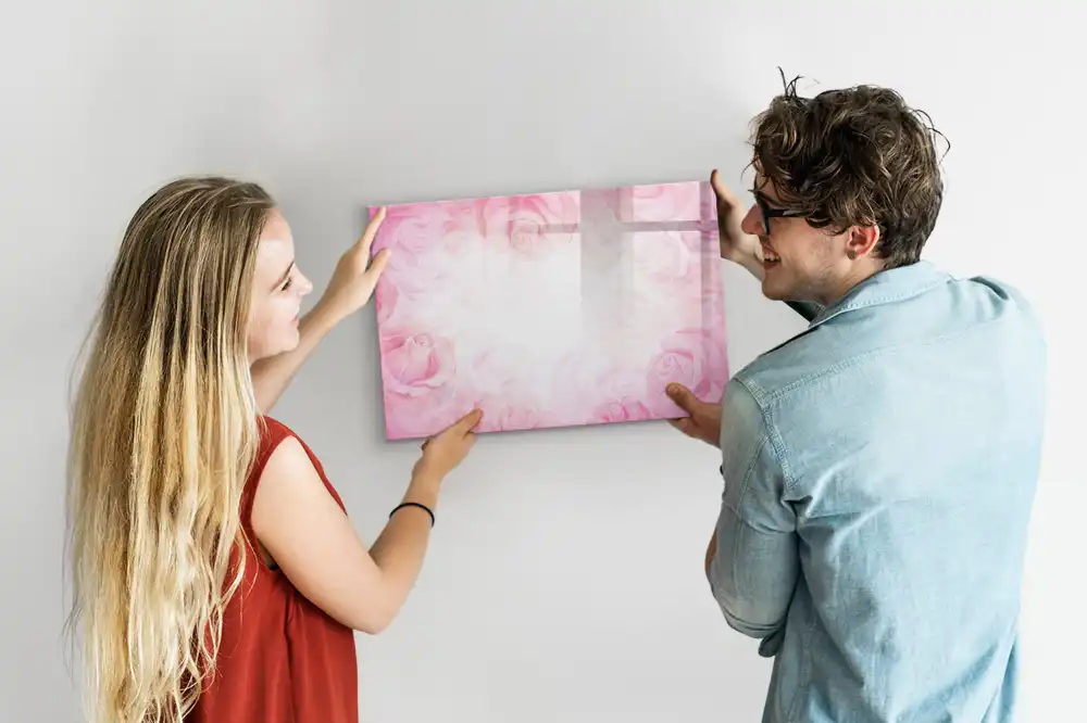 Tableau blanc magnétique effaçable à sec avec motif de peinture abstraite rose