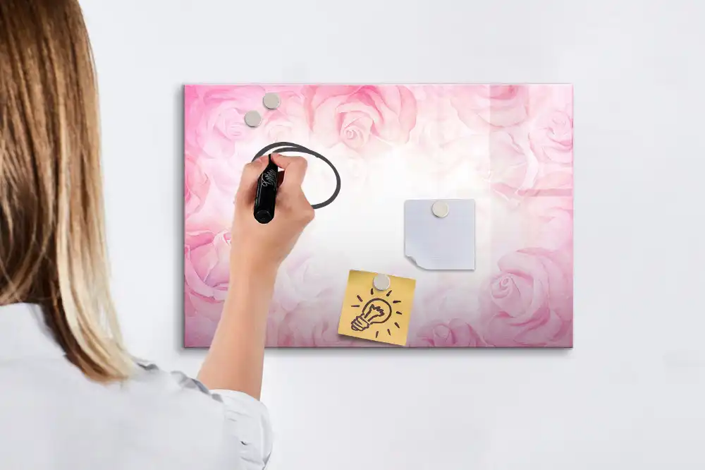 Tableau blanc magnétique effaçable à sec avec motif de peinture abstraite rose