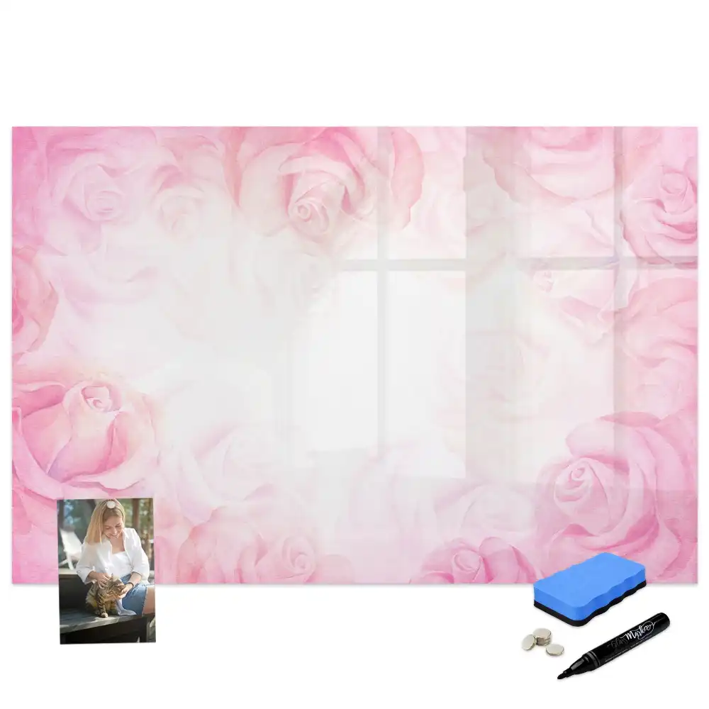 Tableau blanc magnétique effaçable à sec avec motif de peinture abstraite rose