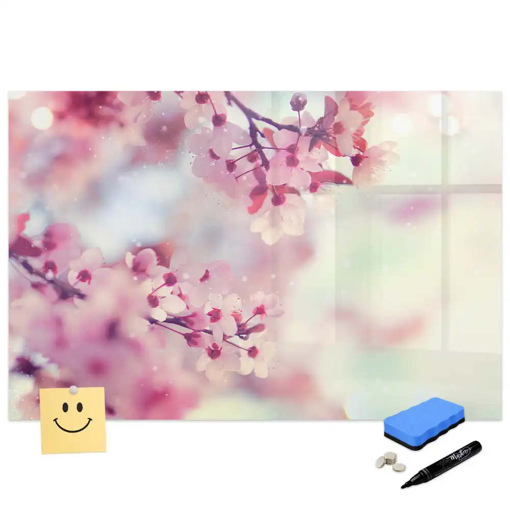 Tableau magnétique pour écriture motif bourgeons printaniers