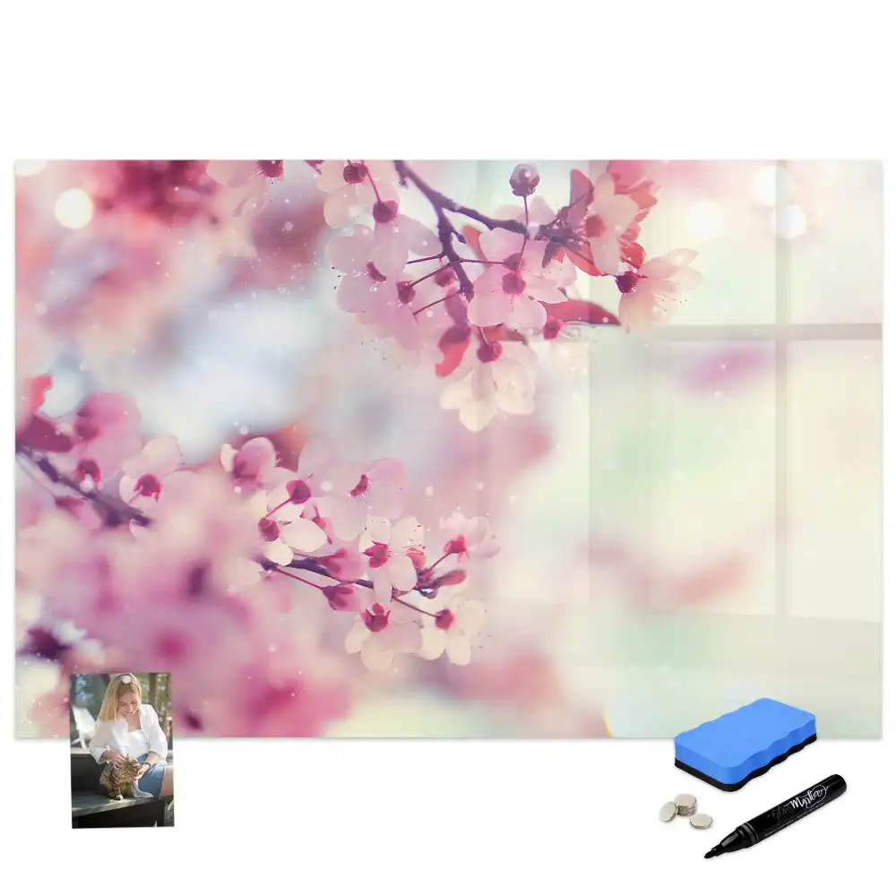 Tableau magnétique pour écriture motif bourgeons printaniers