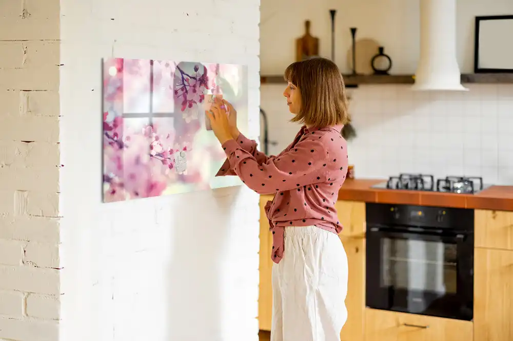 Tableau magnétique pour écriture motif bourgeons printaniers