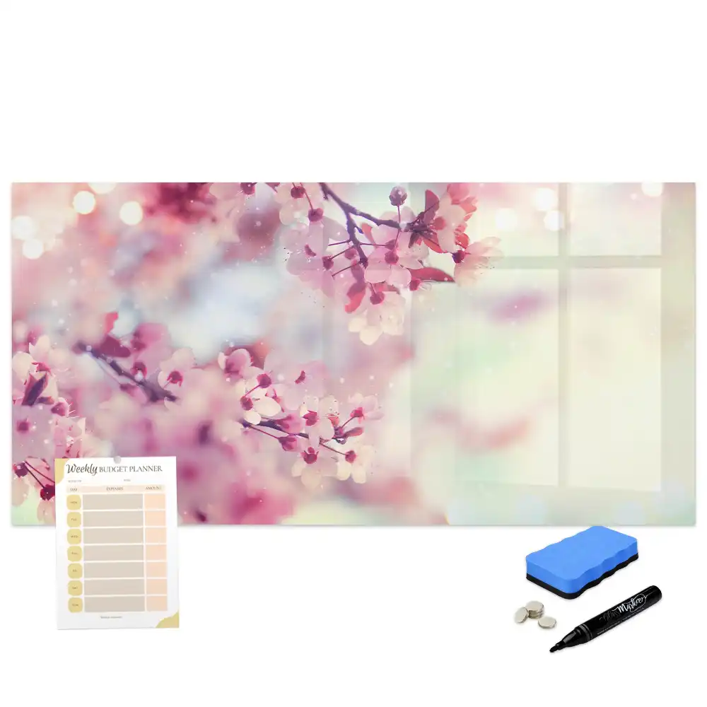 Tableau magnétique pour écriture motif bourgeons printaniers