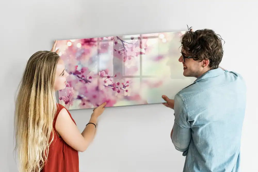 Tableau magnétique pour écriture motif bourgeons printaniers