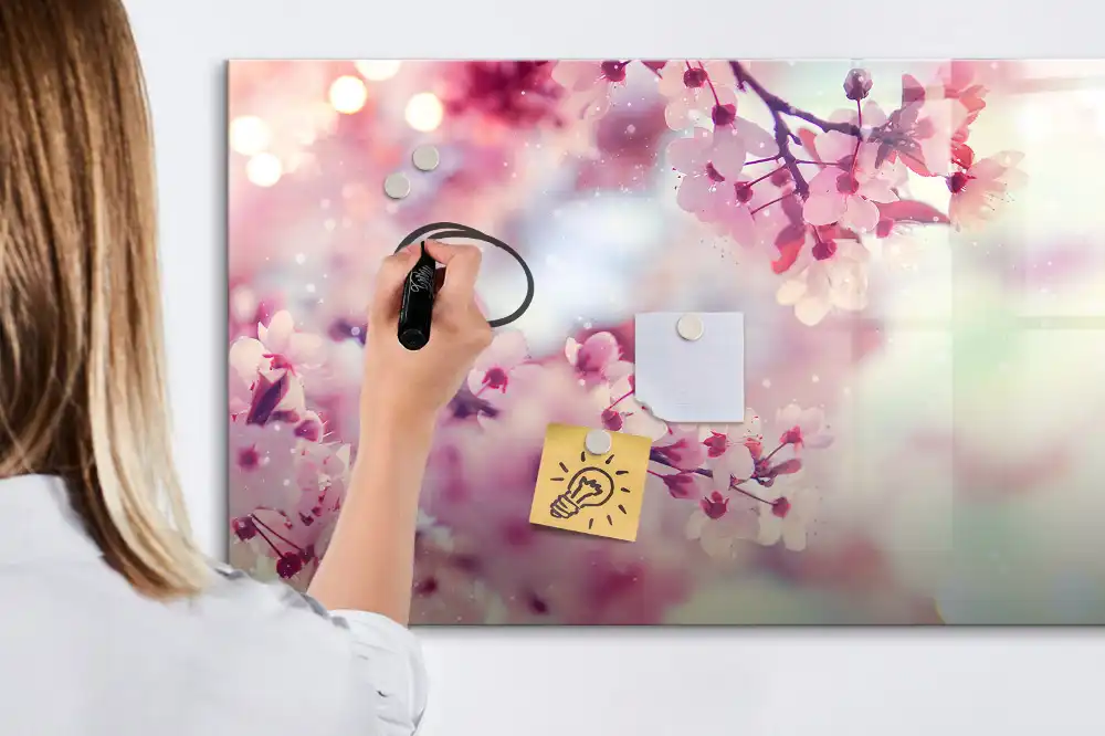 Tableau magnétique pour écriture motif bourgeons printaniers