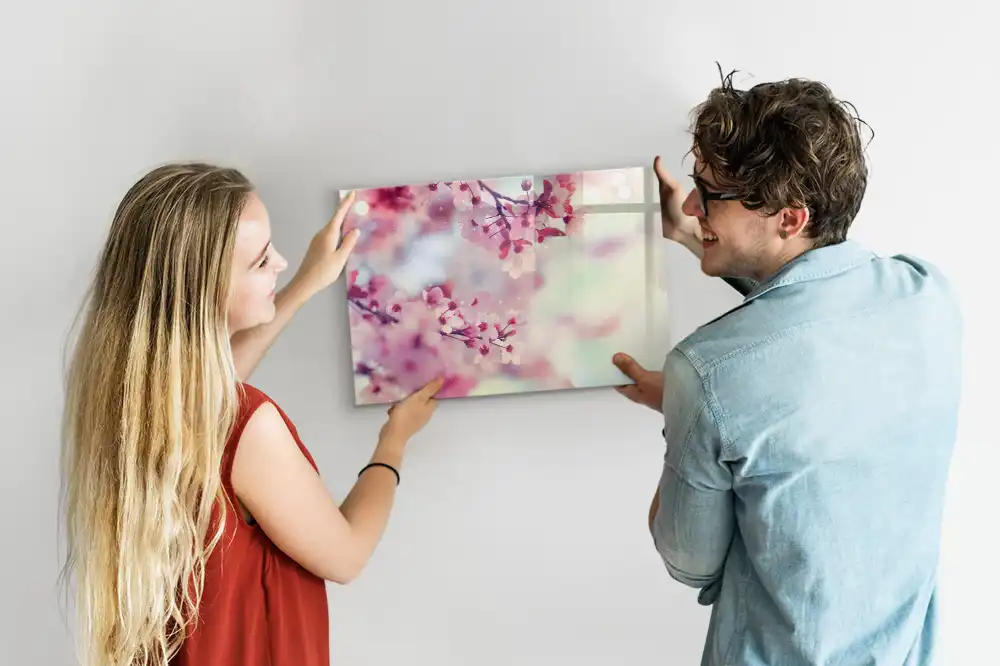 Tableau magnétique pour écriture motif bourgeons printaniers