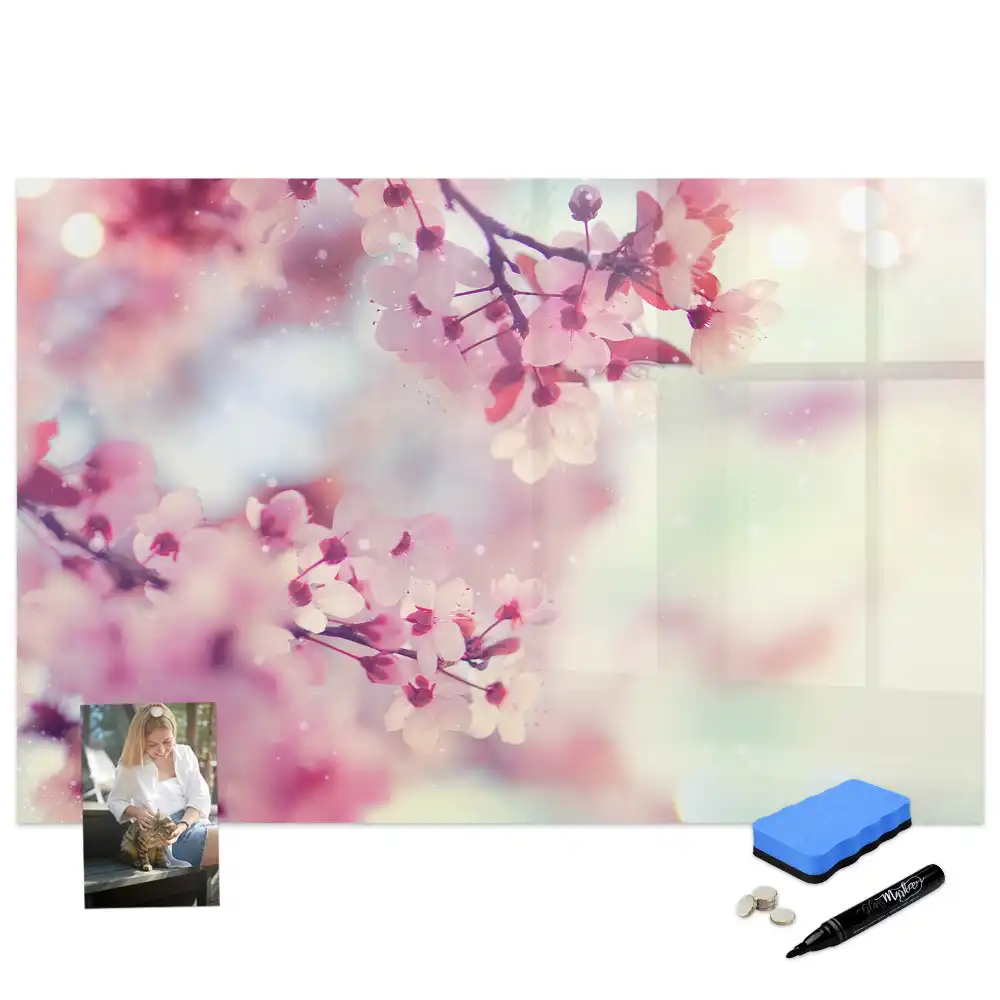 Tableau magnétique pour écriture motif bourgeons printaniers