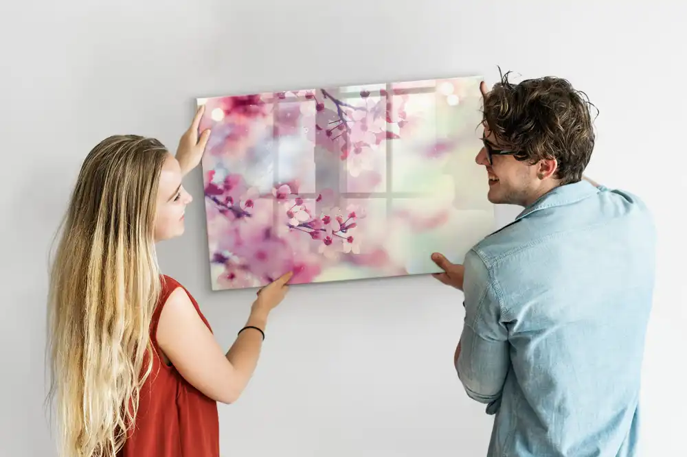Tableau magnétique pour écriture motif bourgeons printaniers