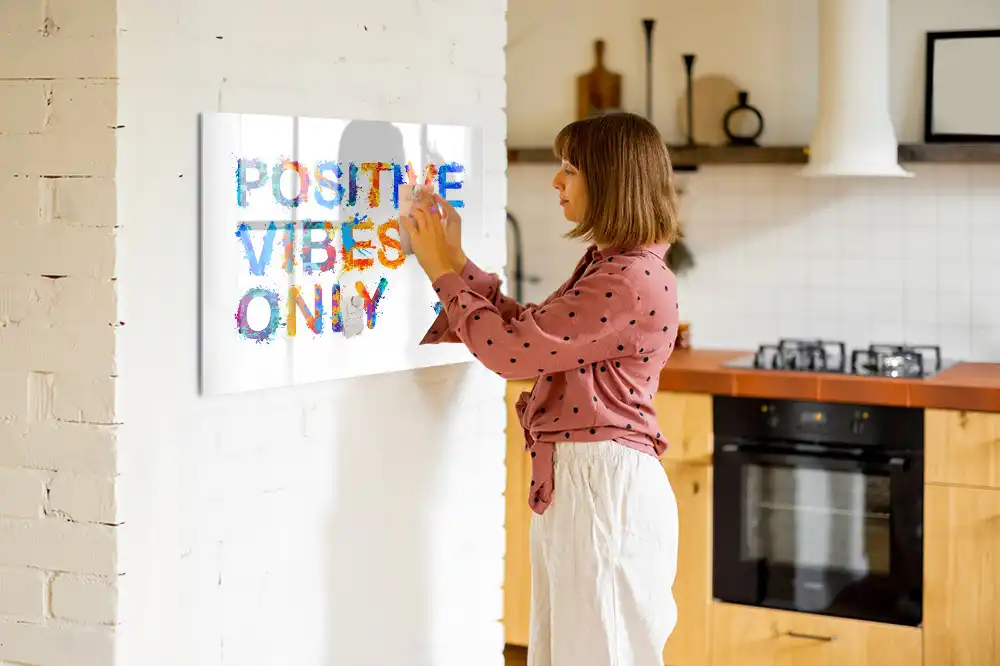 Tableau blanc magnétique effaçable à sec avec slogan motivant