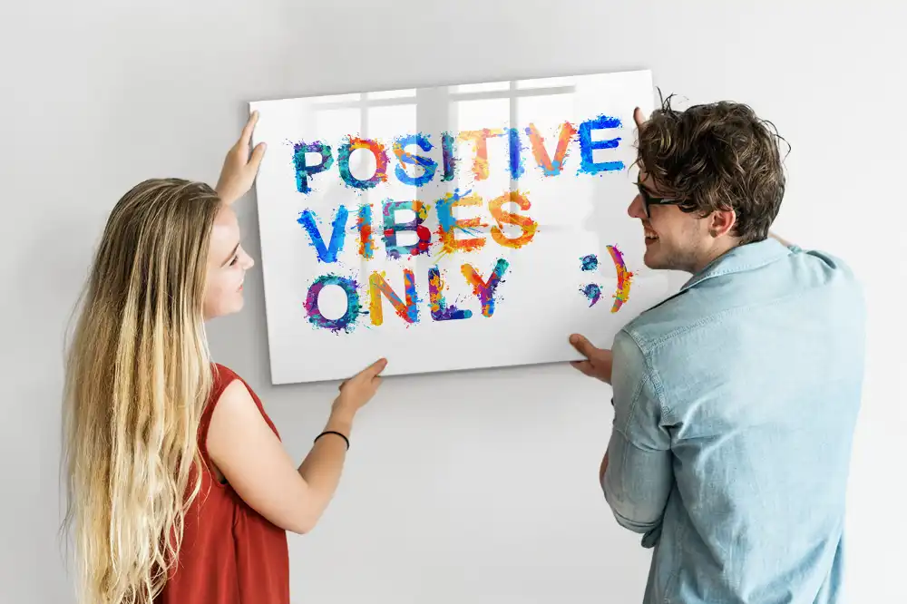 Tableau blanc magnétique effaçable à sec avec slogan motivant