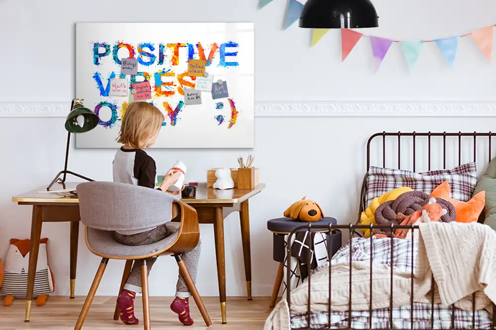 Tableau blanc magnétique effaçable à sec avec slogan motivant