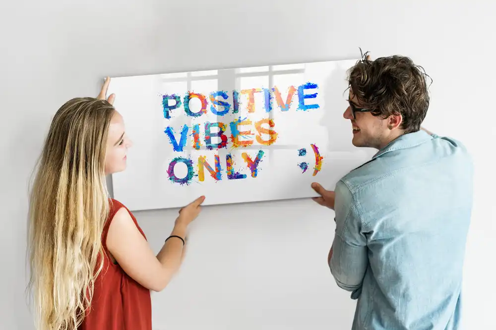 Tableau blanc magnétique effaçable à sec avec slogan motivant