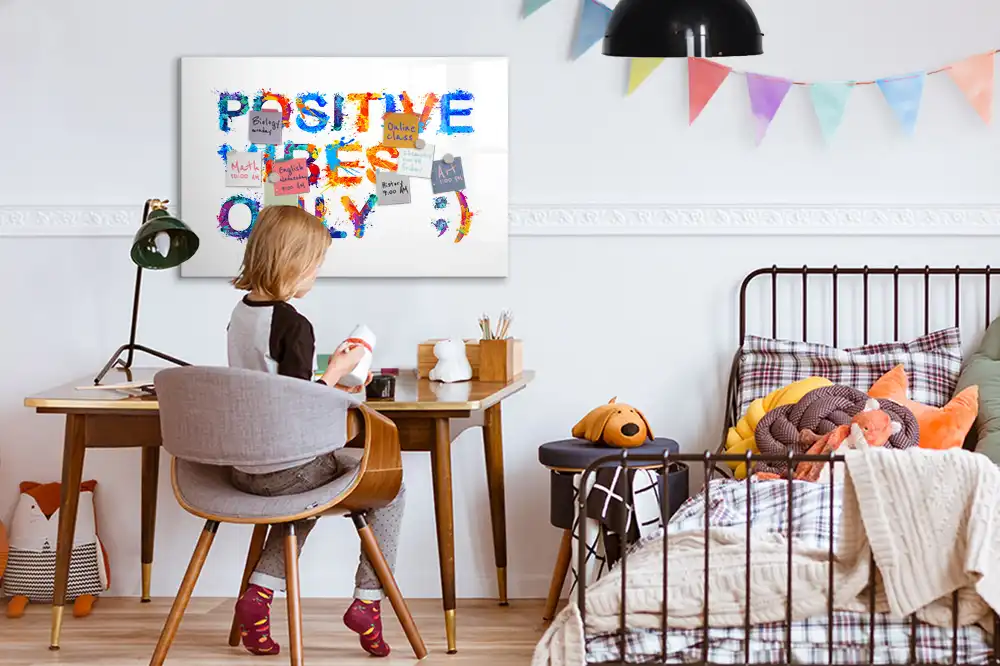 Tableau blanc magnétique effaçable à sec avec slogan motivant