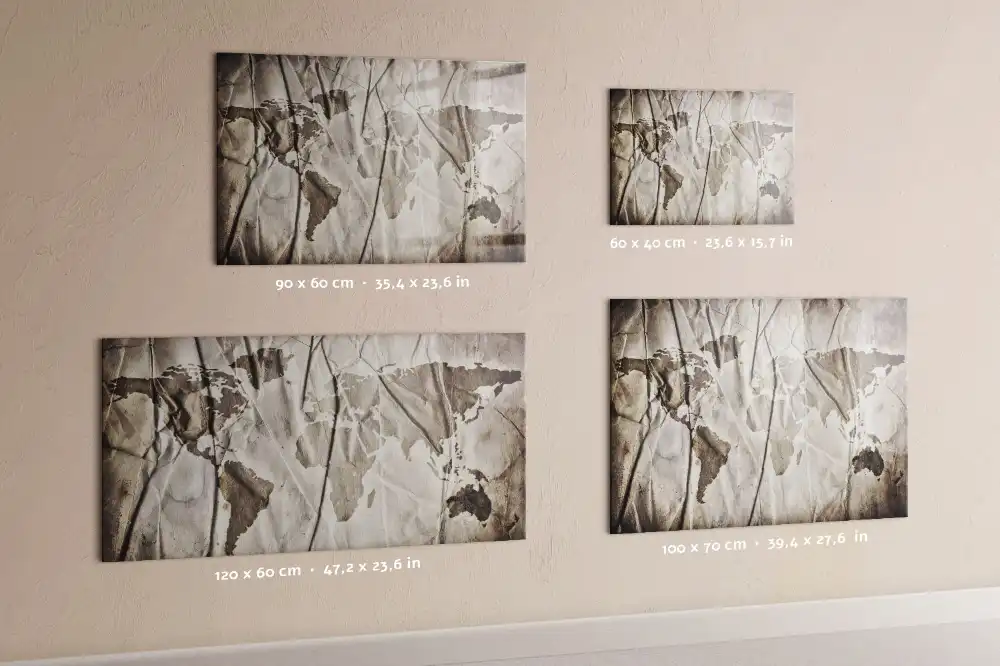 Tableau blanc magnétique effaçable à sec avec carte du monde géométrique