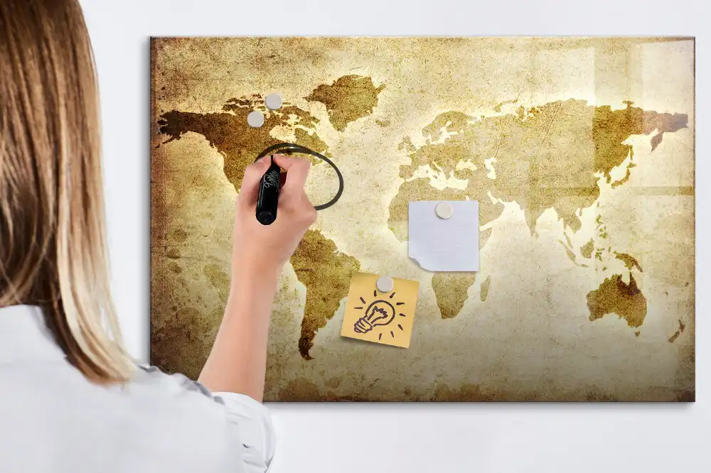 Tableau magnétique carte du monde ancienne