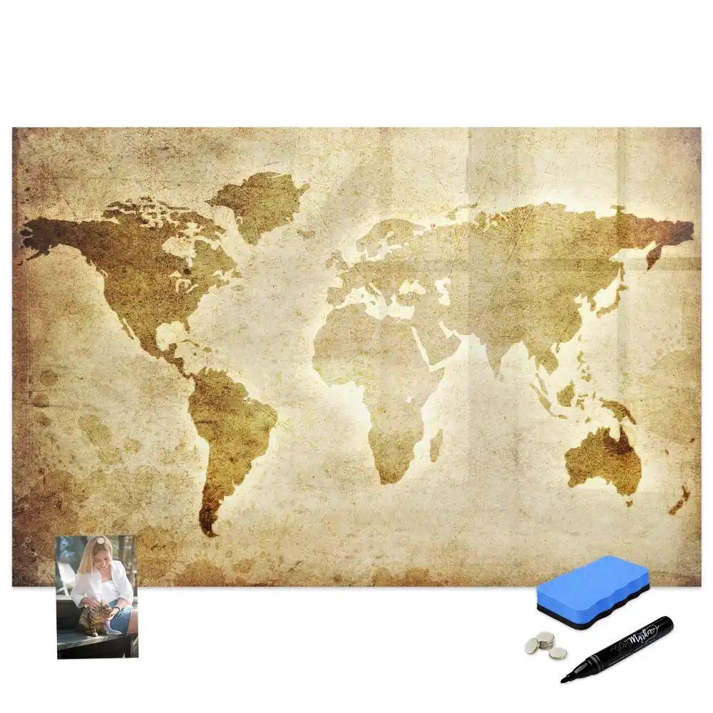 Tableau magnétique carte du monde ancienne