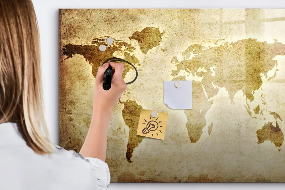 Tableau magnétique carte du monde ancienne