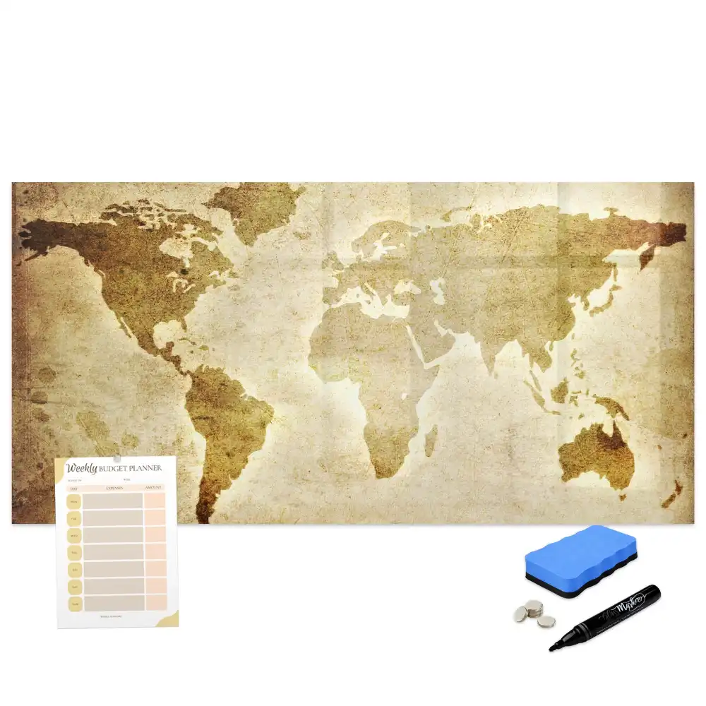 Tableau magnétique carte du monde ancienne