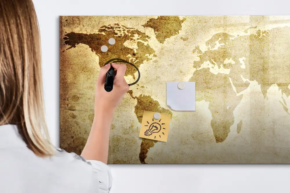 Tableau magnétique carte du monde ancienne