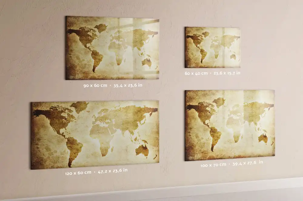 Tableau magnétique carte du monde ancienne